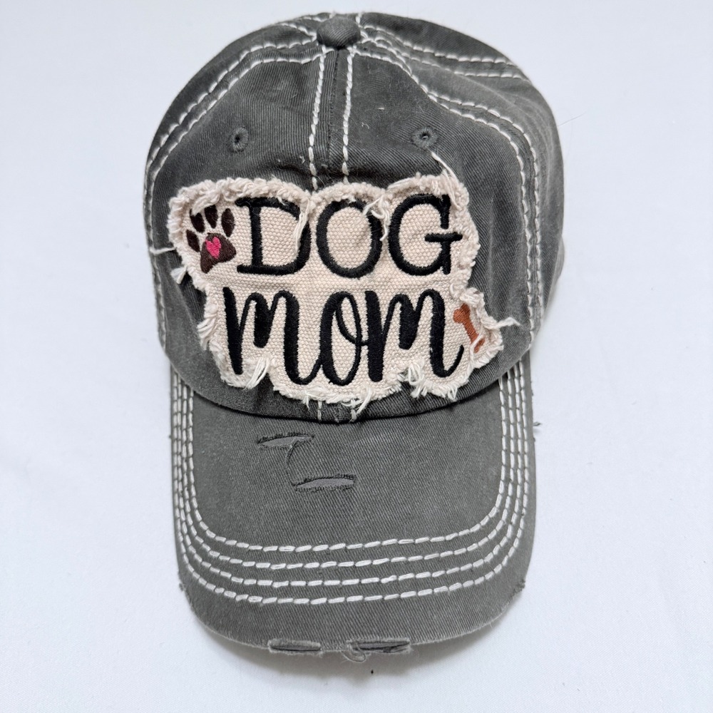 KBETHOS Dog Mom Baseball Cap Women OS Gray Good Distressed Frayed Patch Hat